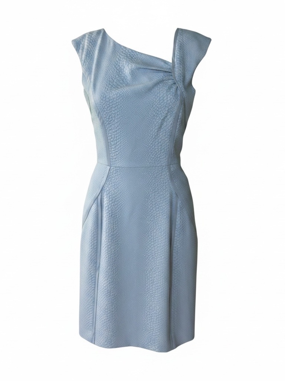 ANTONIO MELANI Pale Blue Textured below the knee fitted dress. Size 2